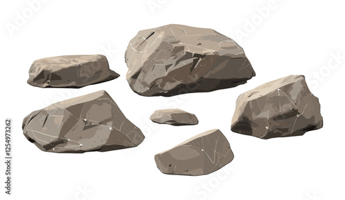 Rock boulder vector, realistic shape, cut out stone design, transparent background, natural geology, boulder texture, rocky formation, landscape rocks, outdoor environment