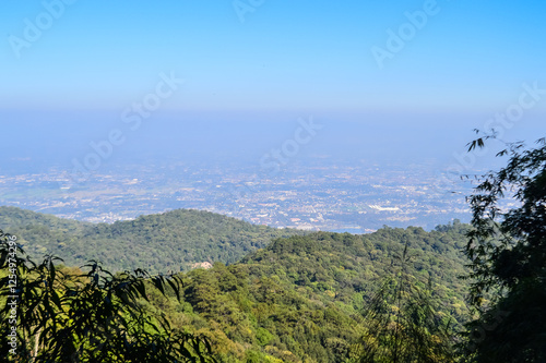 Cityscape of Chiangmai city shooting from Doi Suthep - Pui National Park View, Chiangmai Northern Thailand (Dust covered pm2.5) photo