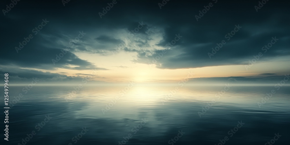 Rain and thunderstorms nature clouds, Serene seascape at dusk with dramatic clouds reflecting on calm waters. Rain and thunderstorms nature clouds, Serene seascape at dusk with dramatic clouds reflecting on calm waters.