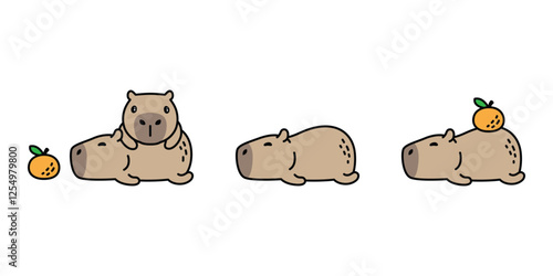 capybara vector sleep sleeping orange pet cartoon character icon logo symbol illustration isolated design