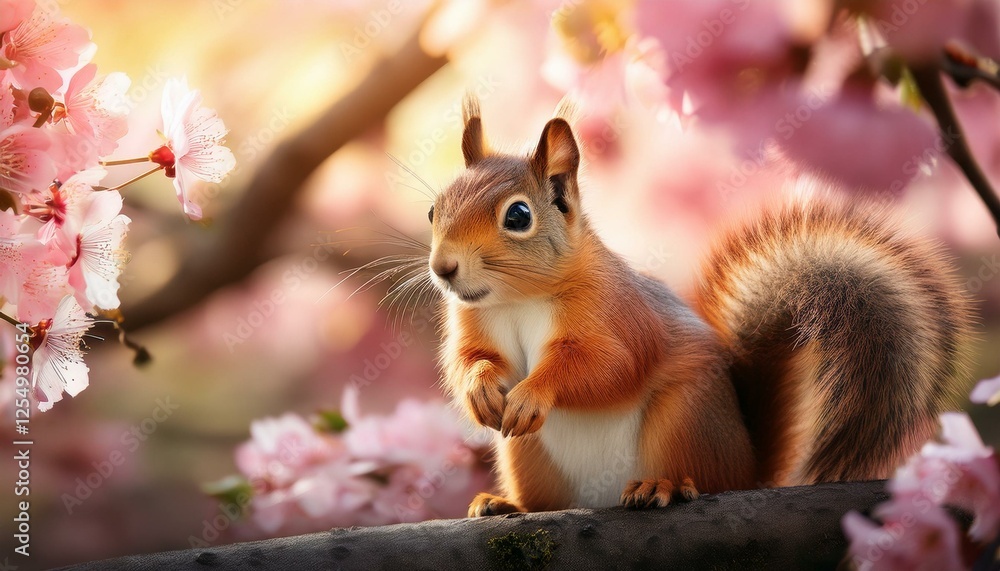 Adorable Squirrel with Blossoms – Cute Wildlife Photography in Nature Adorable Squirrel with Blossoms – Cute Wildlife Photography in Nature