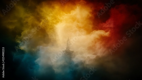 Wallpaper Mural Ethereal Tower Emerging from Mystical Cloudscape in an Abstract Dreamlike Composition Torontodigital.ca