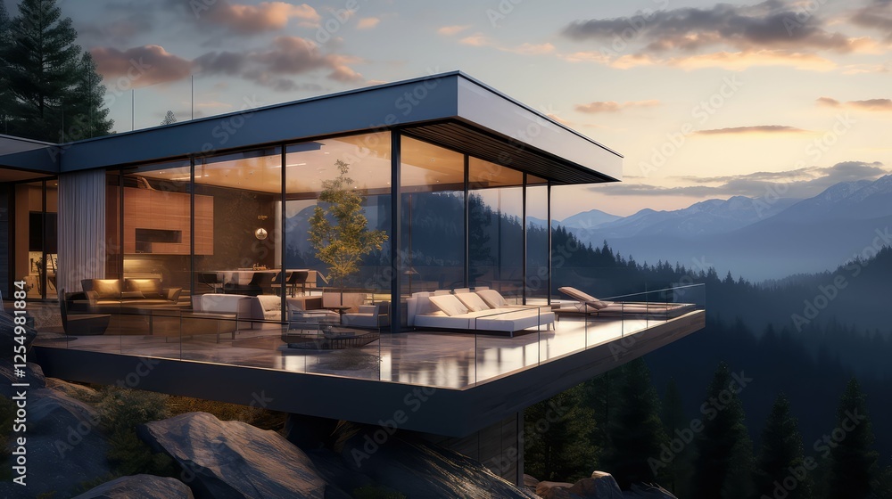 Fototapeta premium modern glass home