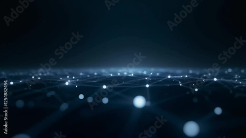 Abstract background of technology network. Animation of rotation and flying abstract lines and flicker dots linking network
