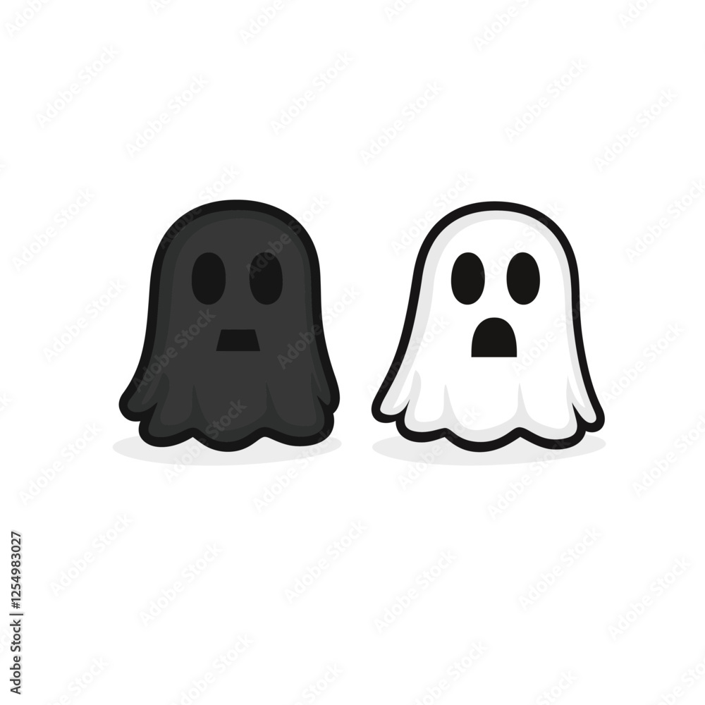Spooky Halloween Ghost Vector Art Illustration, Cute and Scary Cartoon Spirit with Floating and Haunting Expressions Spooky Halloween Ghost Vector Art Illustration, Cute and Scary Cartoon Spirit with Floating and Haunting Expressions