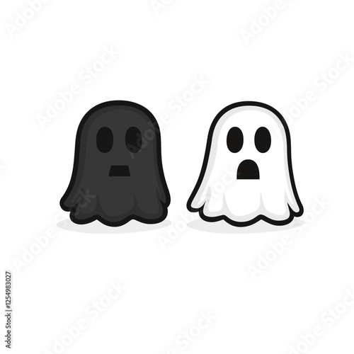 Spooky Halloween Ghost Vector Art Illustration, Cute and Scary Cartoon Spirit with Floating and Haunting Expressions