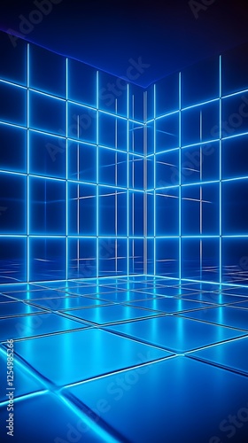 A horizontal neon blue line of squares
