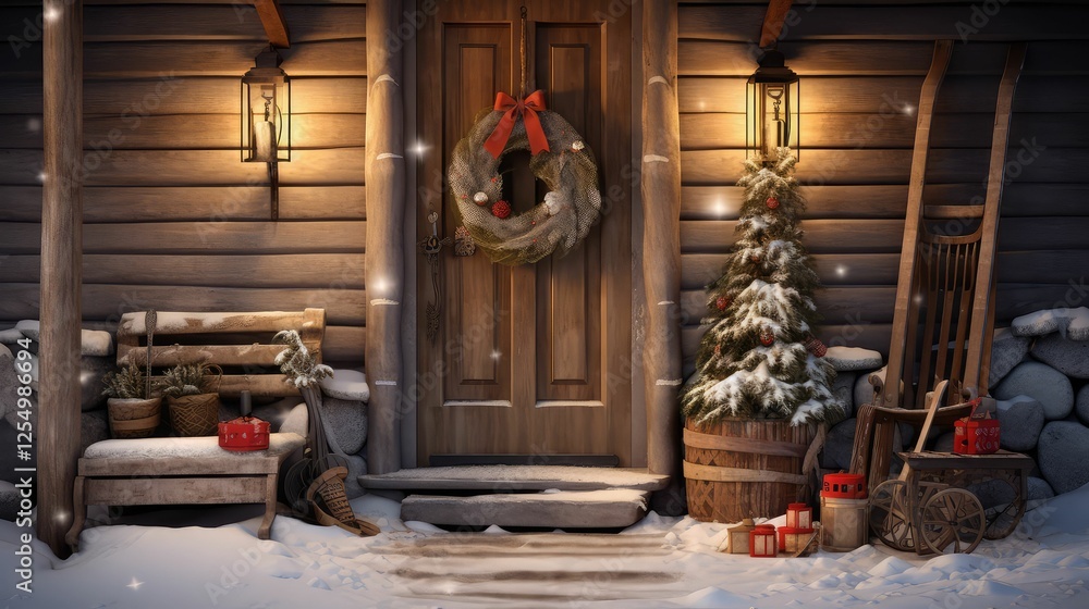 Fototapeta premium iceskates front door christmas