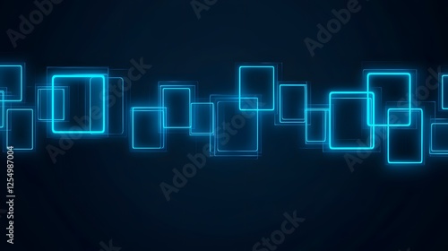 A horizontal neon blue line of squares
