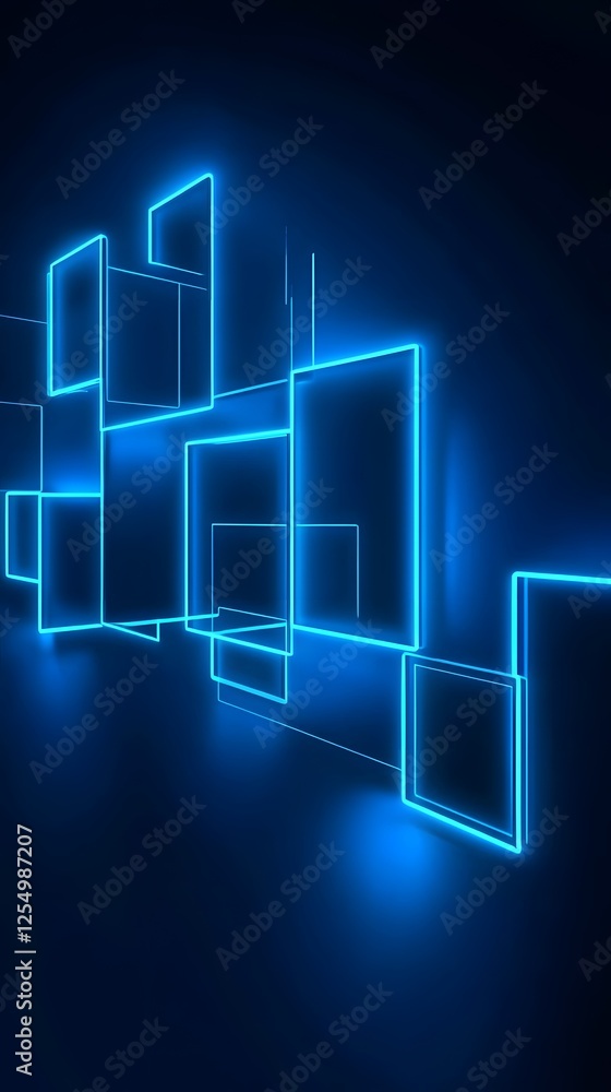 A horizontal neon blue line of squares
