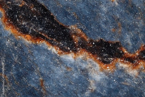 Elegant polished Vizag Blue granite with reflective texture and mineral veins. Generative AI photo