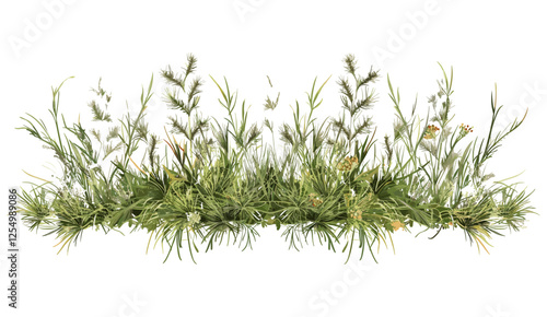 Savanna flowery grass row, vector illustration, nature landscape, wild grass, savanna field, plant row, wildflowers, vibrant grass, natural scenery, green savanna, outdoor landscape