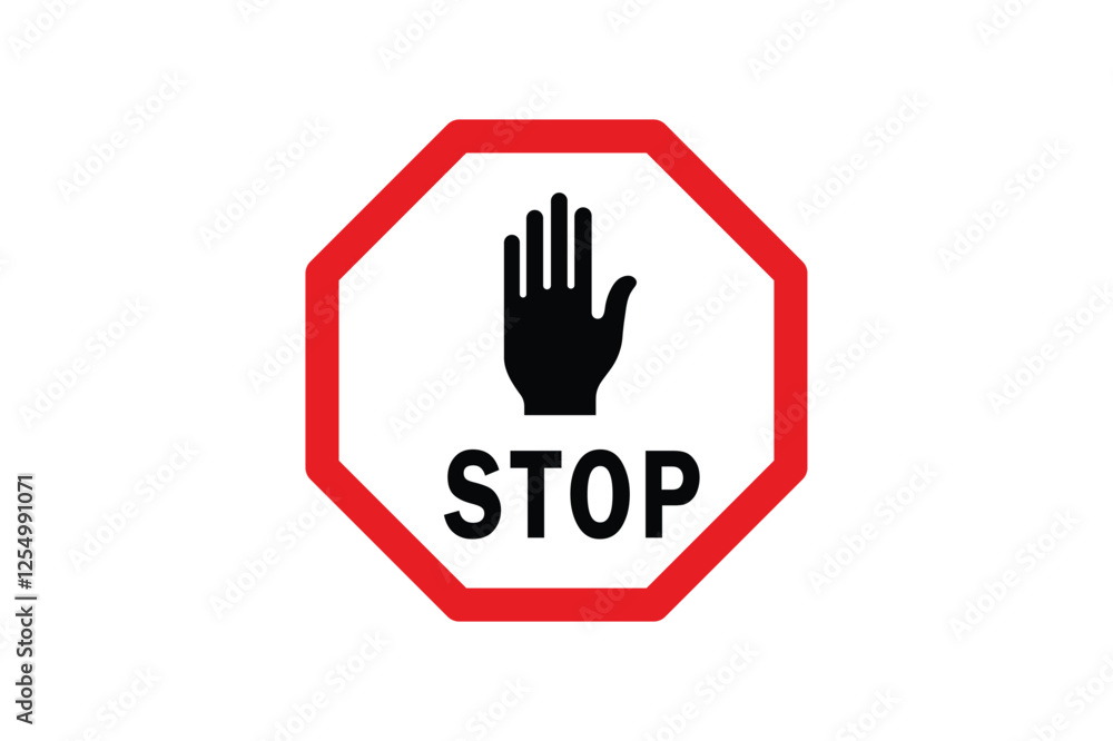 Red Stop Sign with Hand for Warning Messages, stop sign with hand, warning stop sign, red prohibition symbol, do not enter sign Red Stop Sign with Hand for Warning Messages, stop sign with hand, warning stop sign, red prohibition symbol, do not enter sign