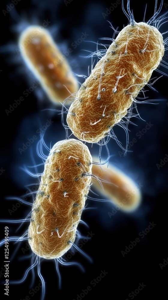 Fototapeta premium Close-up image of bacteria under microscope in vibrant scientific illustration