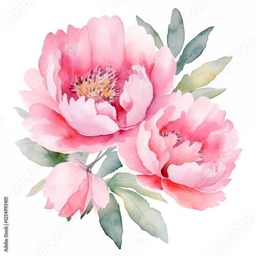 Bouquet of flowers Peony, watercolour peony, pink peony, JPG 4080 x 4080 px 300 dpi