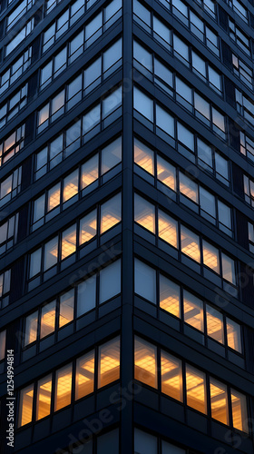 Wallpaper Mural Illuminated Office Building at Dusk - Architectural Photography Torontodigital.ca