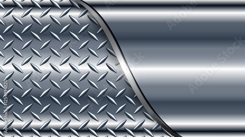 Metal background shiny silver chrome metallic with diamond plate texture,  polished steel texture wallpaper.
