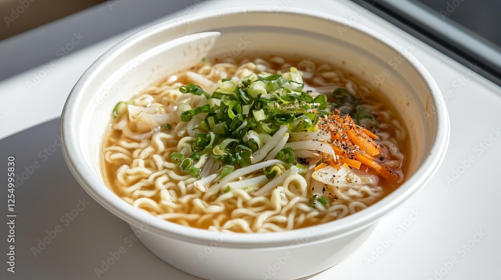 A bowl of ramen with noodles and vegetables in it A bowl of ramen with noodles and vegetables in it