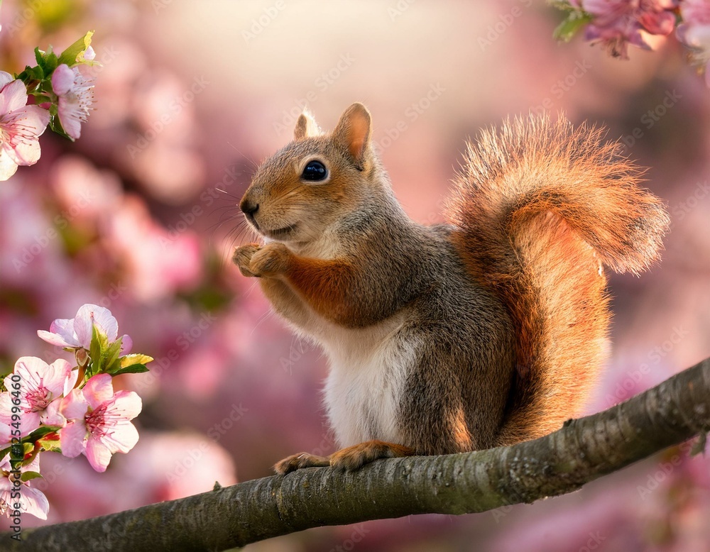 Adorable Squirrel with Blossoms – Cute Wildlife Photography in Nature Adorable Squirrel with Blossoms – Cute Wildlife Photography in Nature
