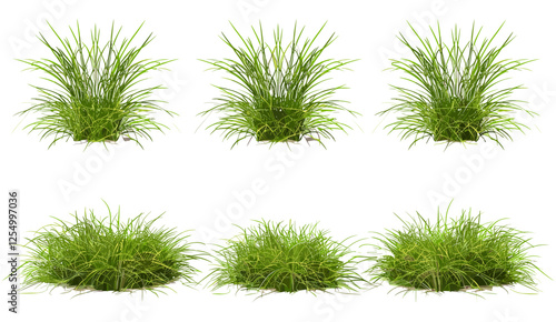 Verdant grass, row set, vector illustration, lush grass tufts, green meadow, nature background, fresh greenery, summer landscape, bright outdoor greenery, nature elements
