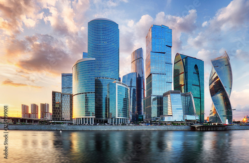 Moscow city, Russia. Moscow International Business Center at sunset