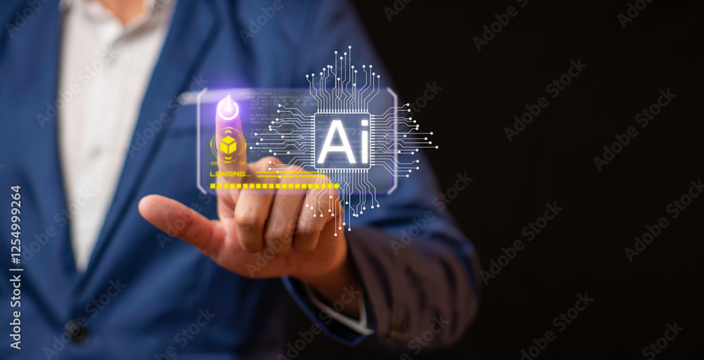 Artificial intelligence AI, circuit board in shape electronic, technology smart robot AI, artificial intelligence by enter command prompt for generates.