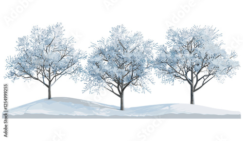 Frosty snow-covered trees, wintry forest, icy winter landscape, snow-covered branches, cold season, frozen forest, winter trees, snowy nature, serene icy scenery