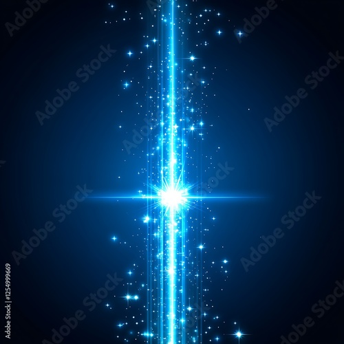 Gleaming Blue Light Streaks with Particle Bursting Effect Graphic Resource Wallpaper Design Template