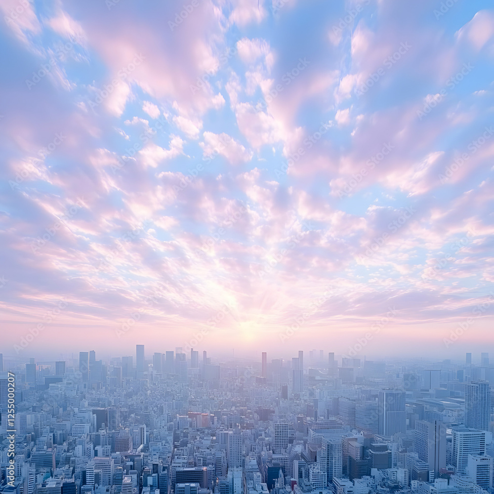 Cityscape Sunrise Pastel Cloud Background Illustration Cityscape Sunrise Pastel Cloud Background Illustration