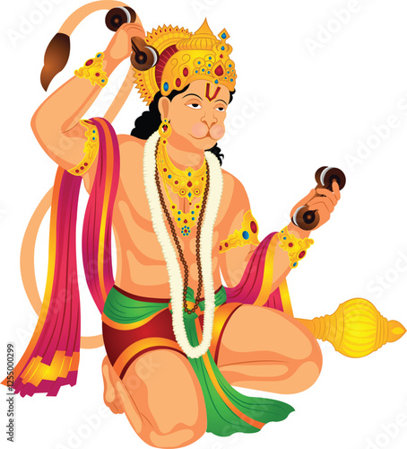 Lord Hanuman Chanting Jai Shri Ram Vector Illustration
