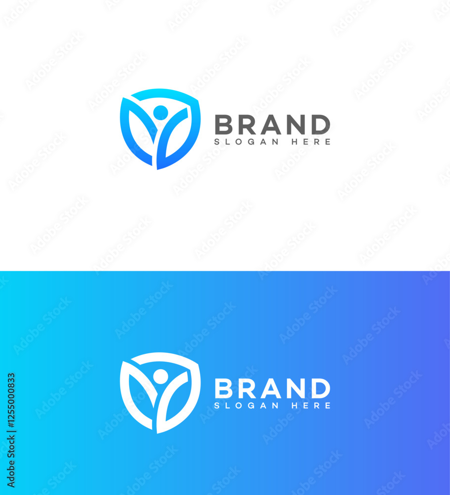 Abstract Shield Person Logo Design Brand Identity Abstract Shield Person Logo Design Brand Identity