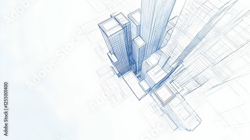 Blueprint Cityscape 3D Illustration