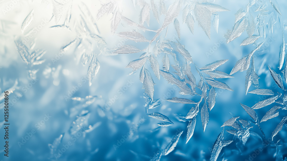 Obraz premium Frosted leaves creating a beautiful winter abstract background