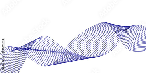 Abstract wavy lines flowing curve gradient color on transparent background. Vector background.