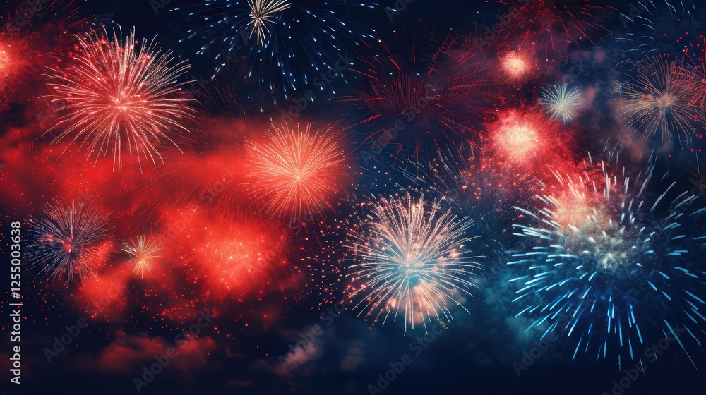 Fototapeta premium explosion star red white blue