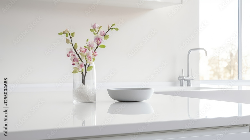 Fototapeta premium glossy kitchen counter white