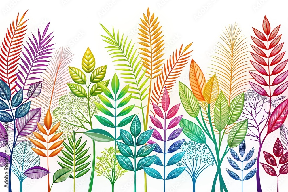 Fototapeta premium Double Exposure: Elegant Plant Silhouettes & Line Art Botanical Print