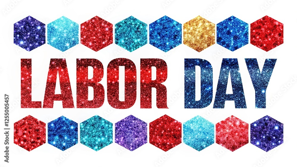 Fototapeta premium Vibrant Hexagonal Glitter Texture - Labor Day Background