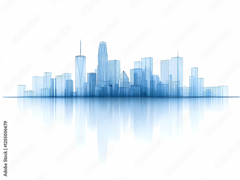 Blueprint Cityscape 3D Illustration Blueprint Cityscape 3D Illustration