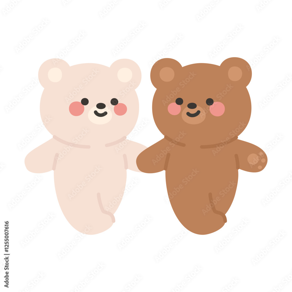 Korean Couple Bears Cartoon Walking Together While Brown Bear Looks at White Bear Korean Couple Bears Cartoon Walking Together While Brown Bear Looks at White Bear