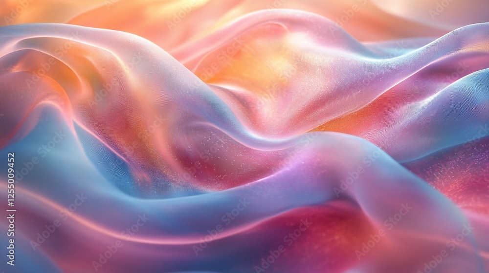 Obraz premium Abstract pastel fabric waves, flowing silk texture.