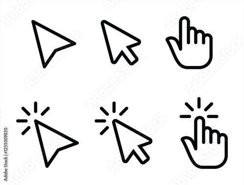 Set of Digital Cursor and Pointer Icon