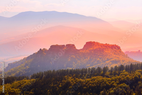 Cliff rocks sunset, Belogradchik, Bulgaria photo