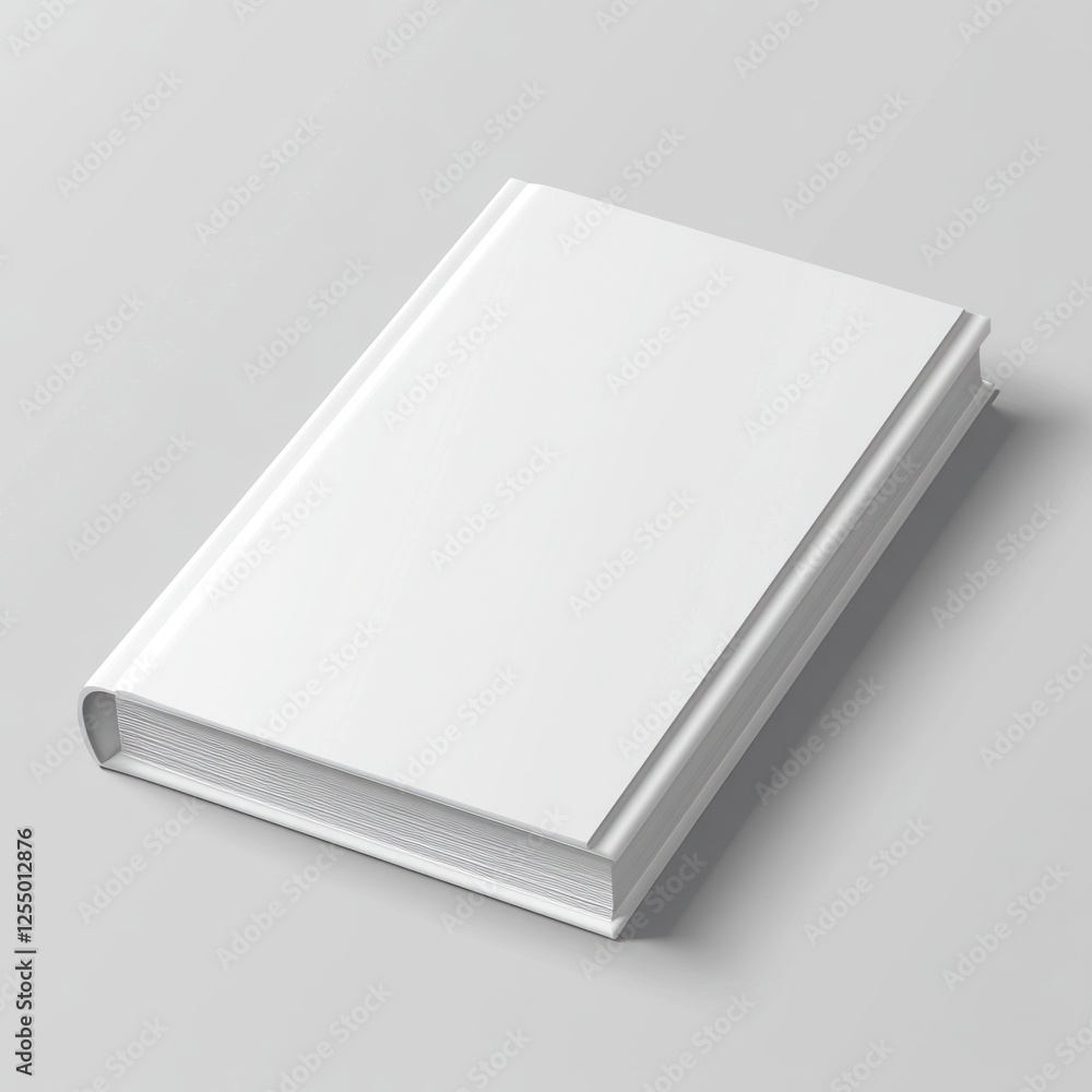 Blank white hardcover book mockup on a light grey background. Blank white hardcover book mockup on a light grey background.