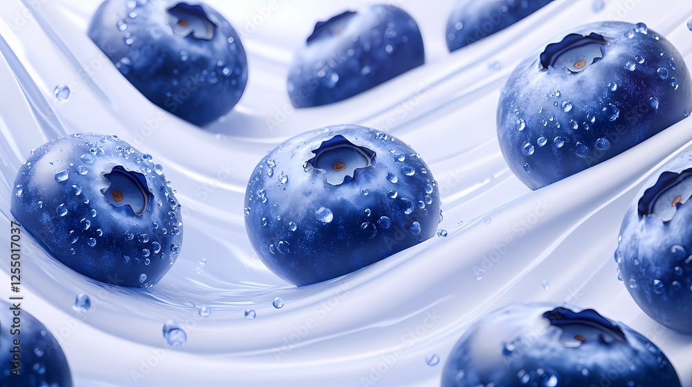 Blueberry berry illustration, ideal for culinary themes, food packaging, recipe books, and vibrant food-related design, book illustration style.