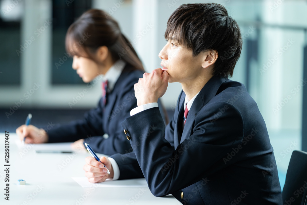 試験を受ける学生【撮影協力:スカパー東京メディアセンター】