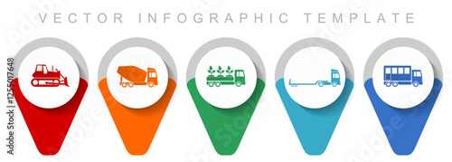 Wallpaper Mural Transport pointer collection, miscellaneous icons such as bulldozer, concrete mixer, truck and delivery, flat design vector infographic template in eps 10 Torontodigital.ca