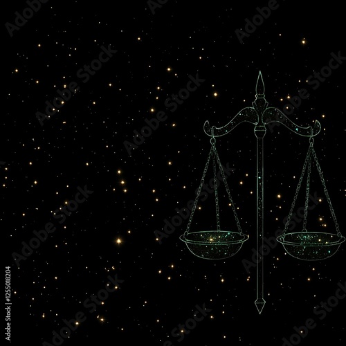 Libra Scales Celestial Astrological Sign Against Starry Night Sky Symbolic Balance Constellation photo