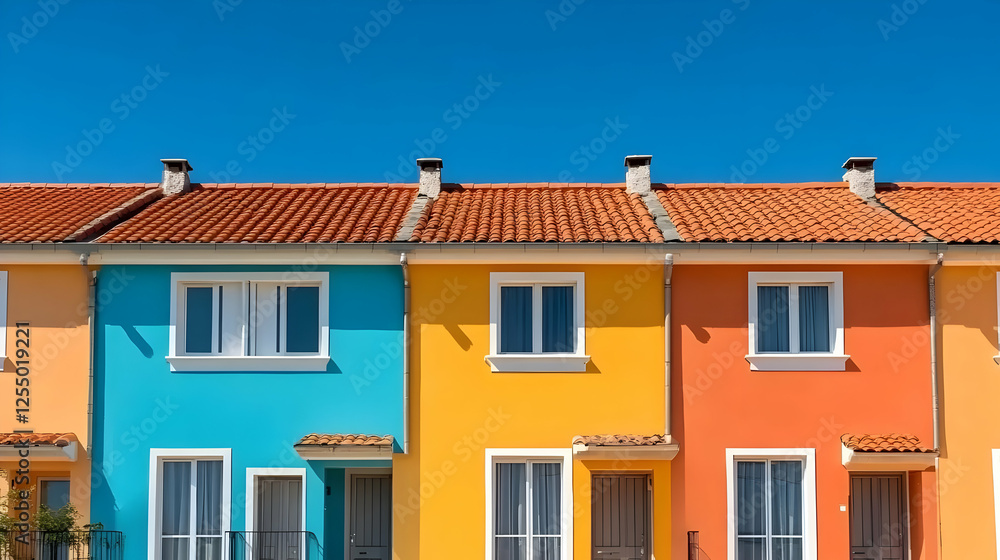 Colorful Houses Illustration Vibrant Facades Colorful Houses Illustration Vibrant Facades