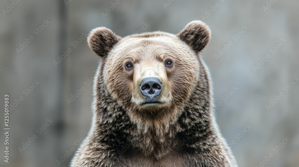 Grizzly bear portrait in zoo enclosure Grizzly bear portrait in zoo enclosure